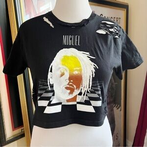 Miguel: Distressed Cropped Black Ascension Tour 2018 T-Shirt Schedule 1 Size M